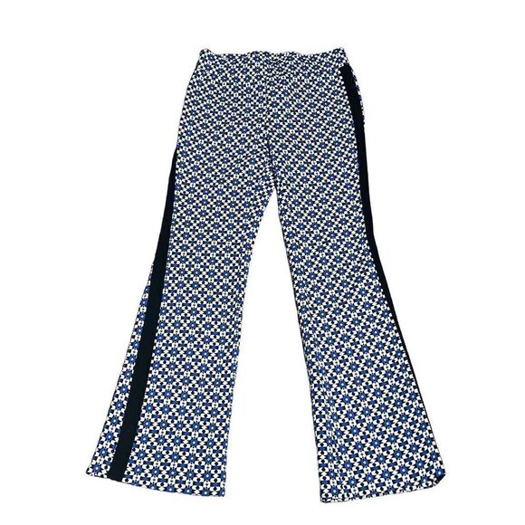 Maeve Geometric Ponte Flare Disco Pants by Anthropologie Blue Print Size XS - Picture 1 of 4